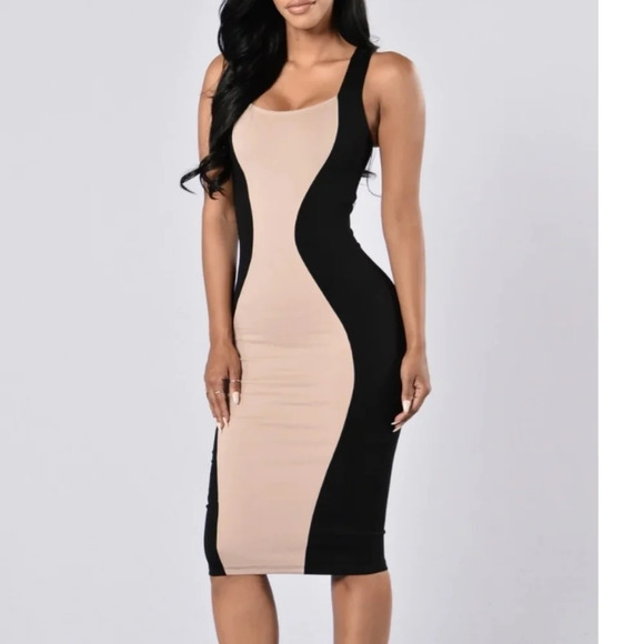 NWOT ILLUSIONIST DRESS BLACK TAUPE - Picture 1 of 6